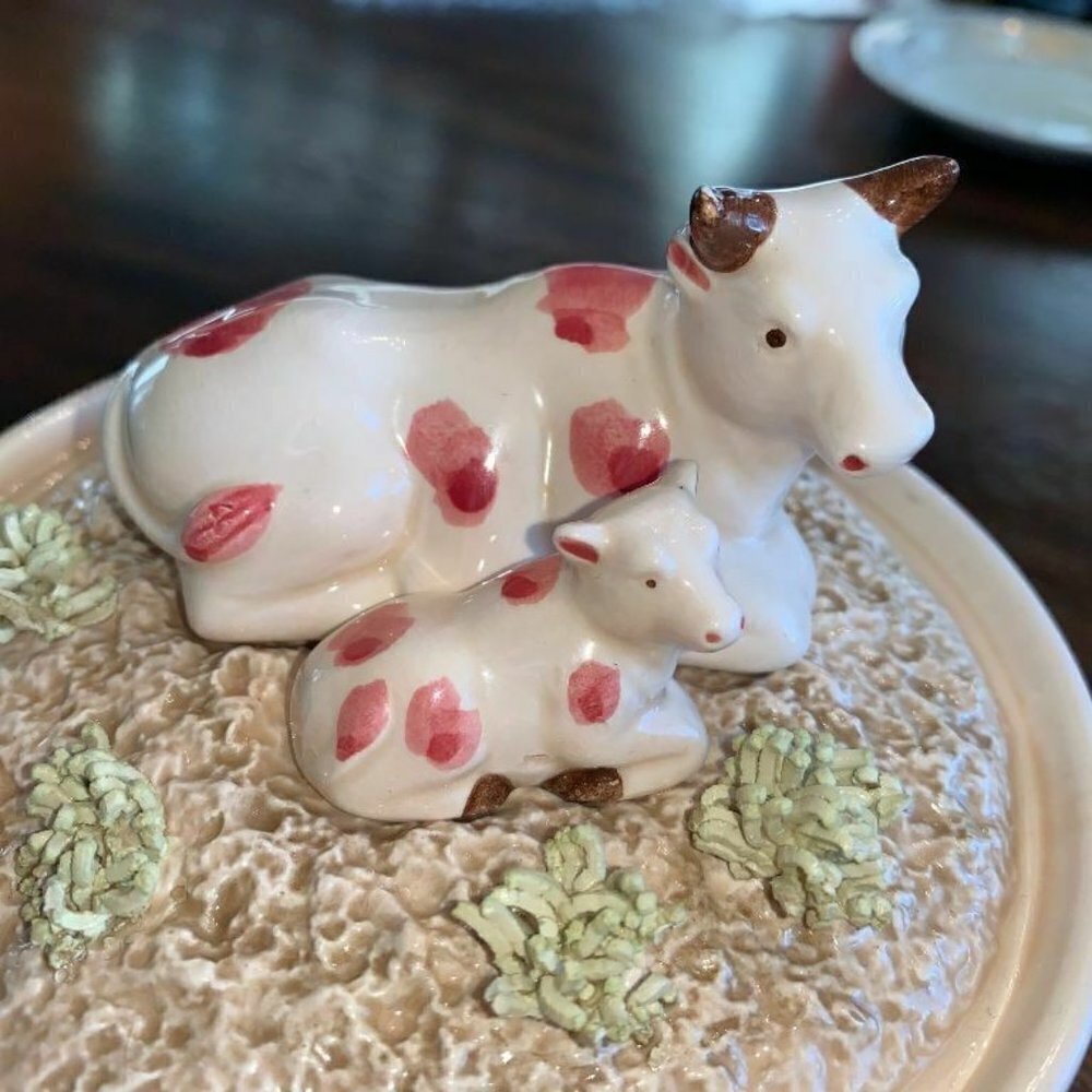 Fitz and Floyd Cow With Calf Covered Trinket Box